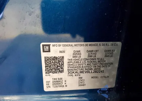 2020 GMC Terrain Sle from USA, damaged, VIN 3GKALMEV0LL282241